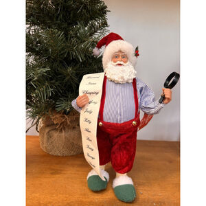 NWT Holiday Time Santa Claus Figure 11” With "Nice List" & Magnifying Glass